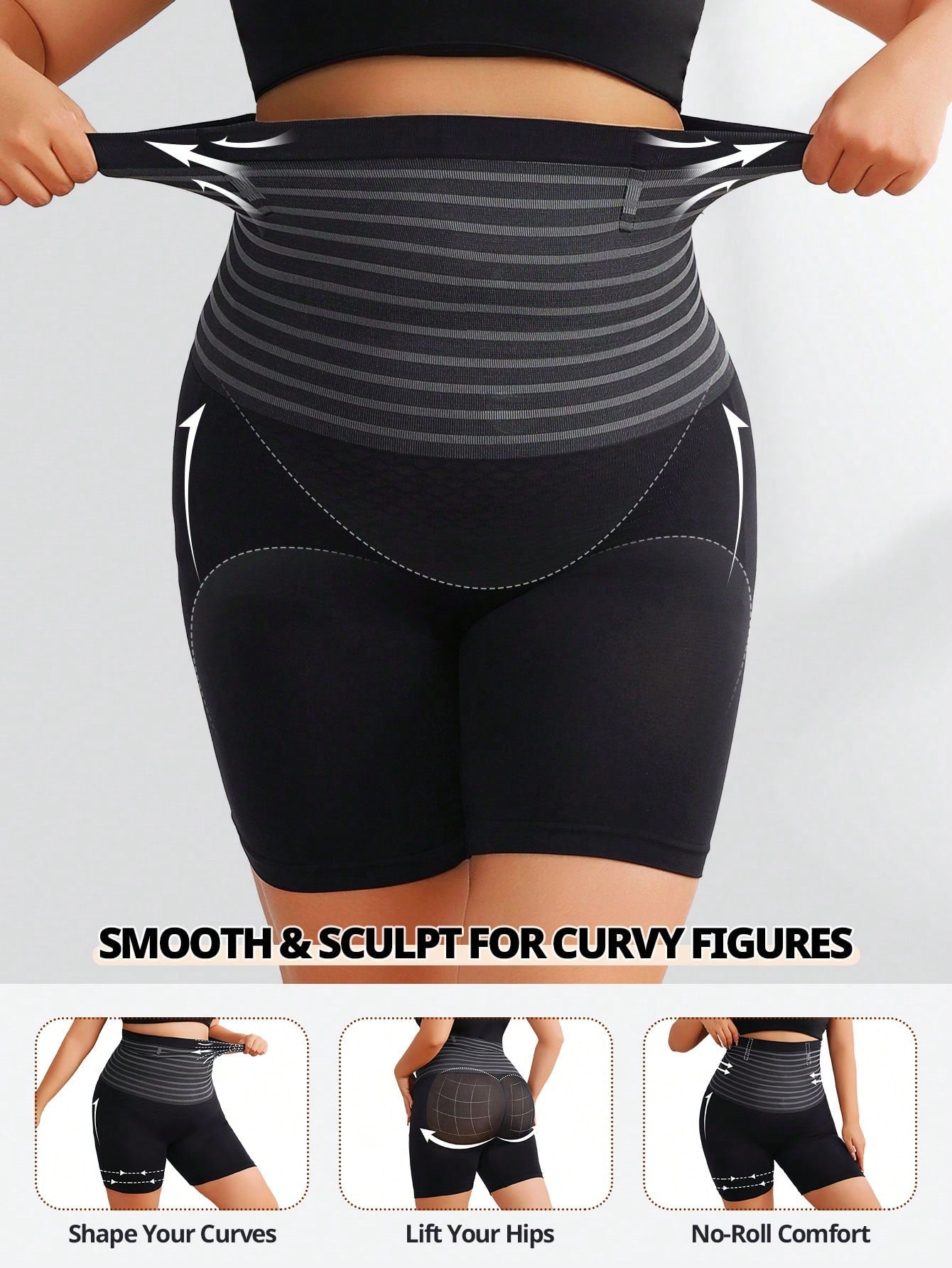 Plus Size High Waist Tummy Control Shapewear Shorts